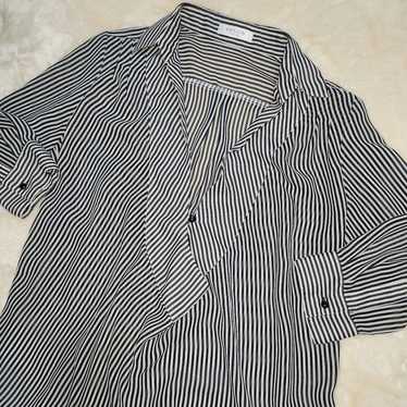 OFUON Off-on [L] Sheer Stripe Shirt Blouse