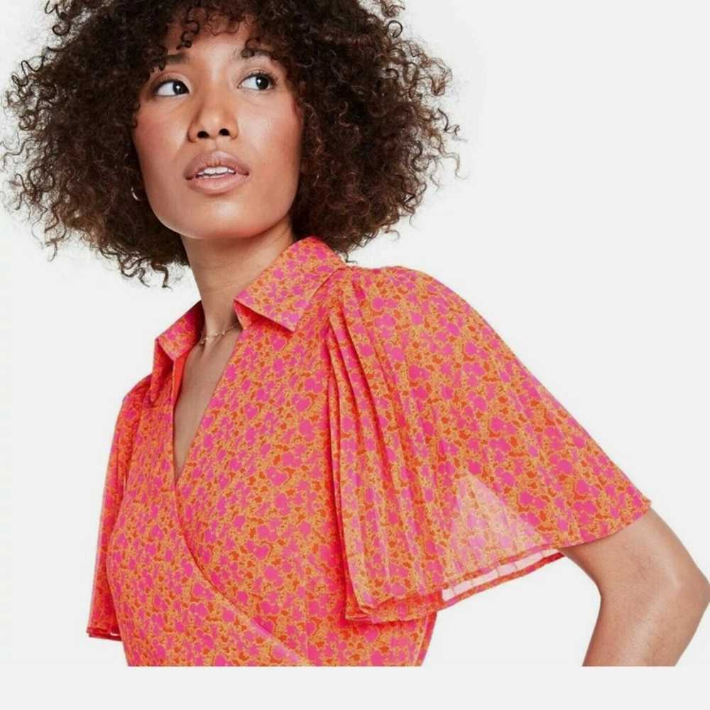 ALEXIS for Target Orange Floral Flutter Sleeve Pl… - image 6