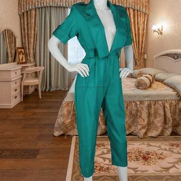 Joan Walters Green Jumpsuit XS Vintage Asymmetrica