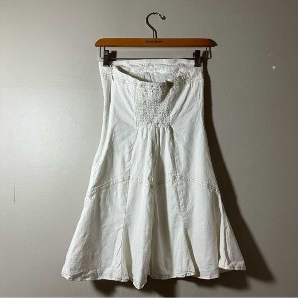 BDG White Strapless Linen Blend Mini Dress With P… - image 4