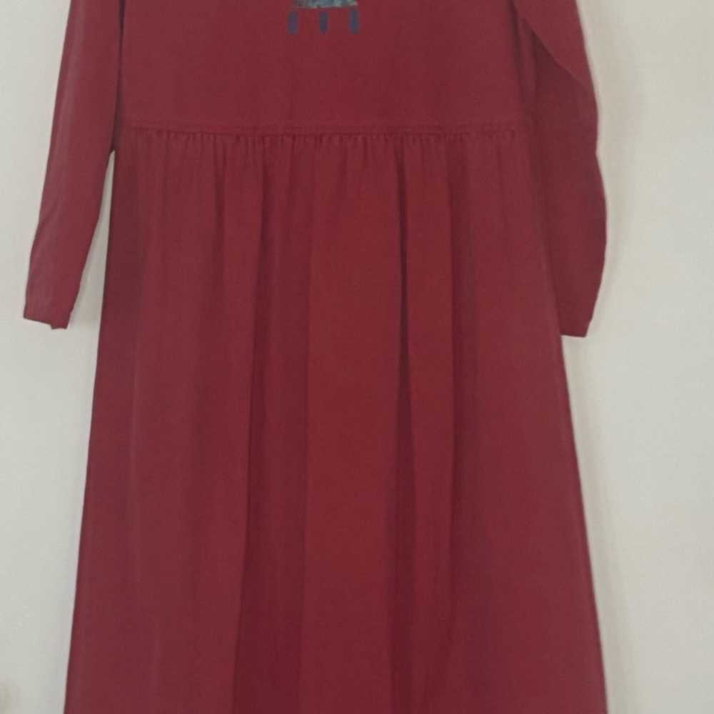 Vintage Sunbelt Dress Maxi Red Denim Long Sleeve … - image 2