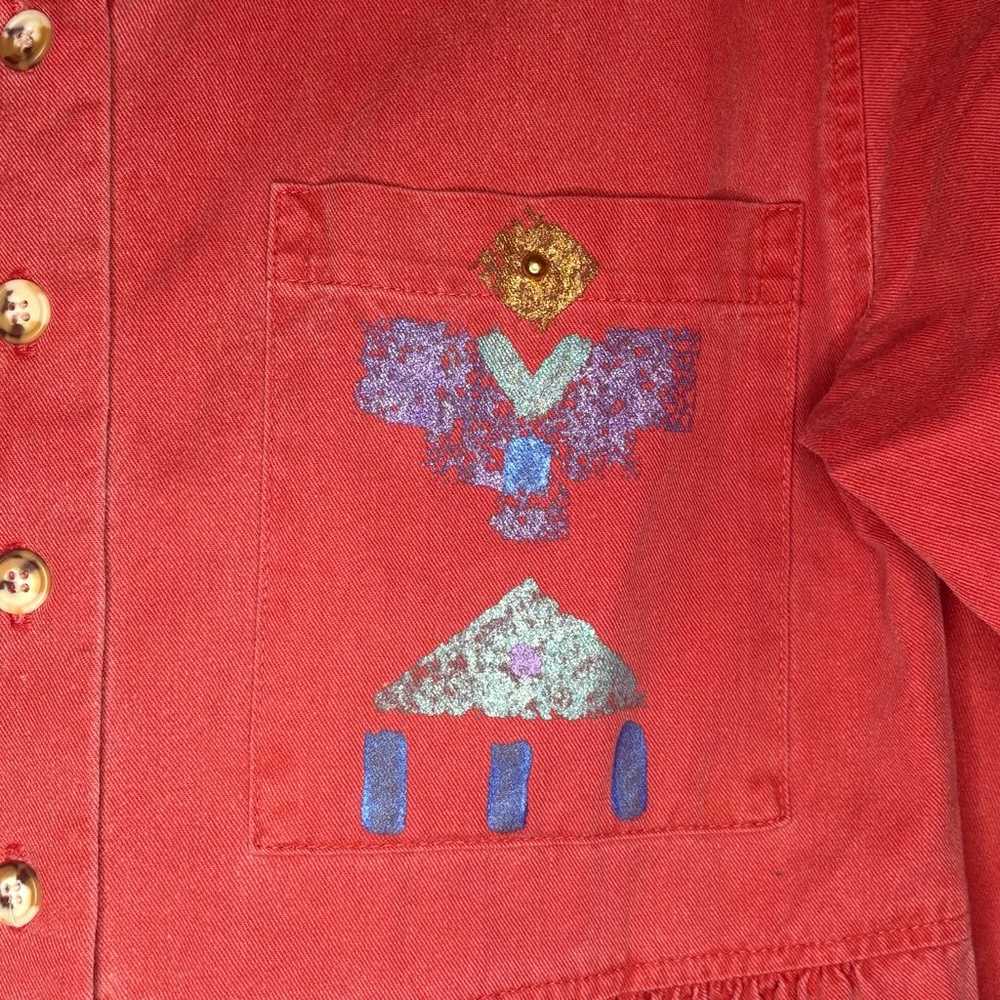 Vintage Sunbelt Dress Maxi Red Denim Long Sleeve … - image 5