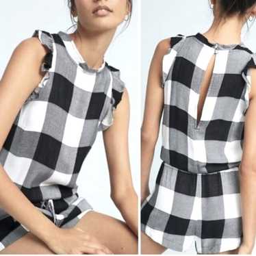 Cloth & Stone Anthropologie Black and White Plaid… - image 1