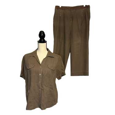 Vintage ERIKA Linen Blend 2 Pcs Outfit Shirt and … - image 1