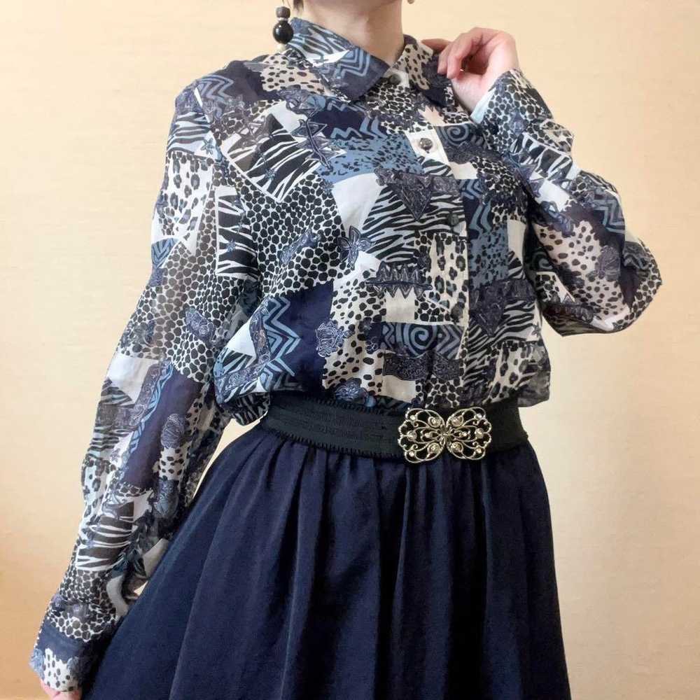 Animal Print Cotton Blouse Vintage Assorted Patte… - image 1