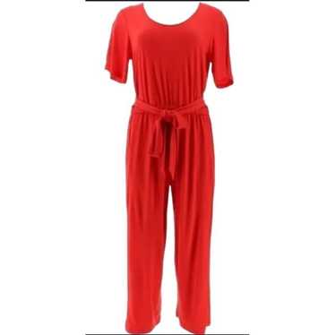 Vibrant Red Susan Graver Wrap Jumpsuit 2XL - image 1