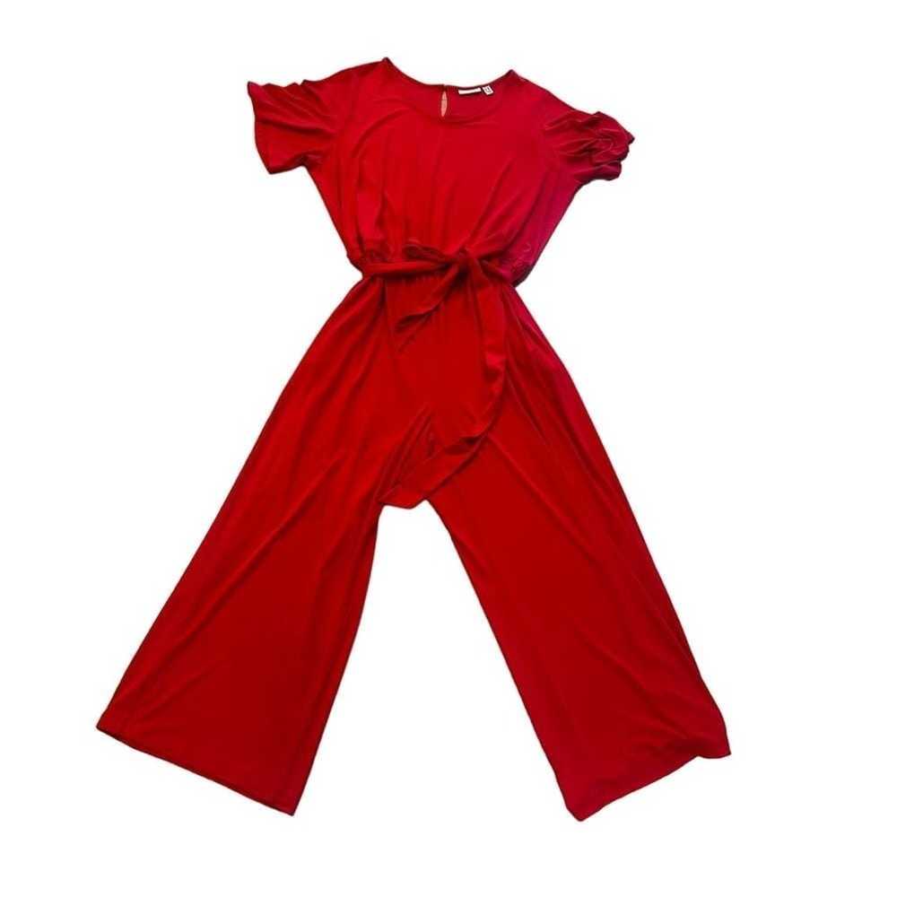 Vibrant Red Susan Graver Wrap Jumpsuit 2XL - image 2