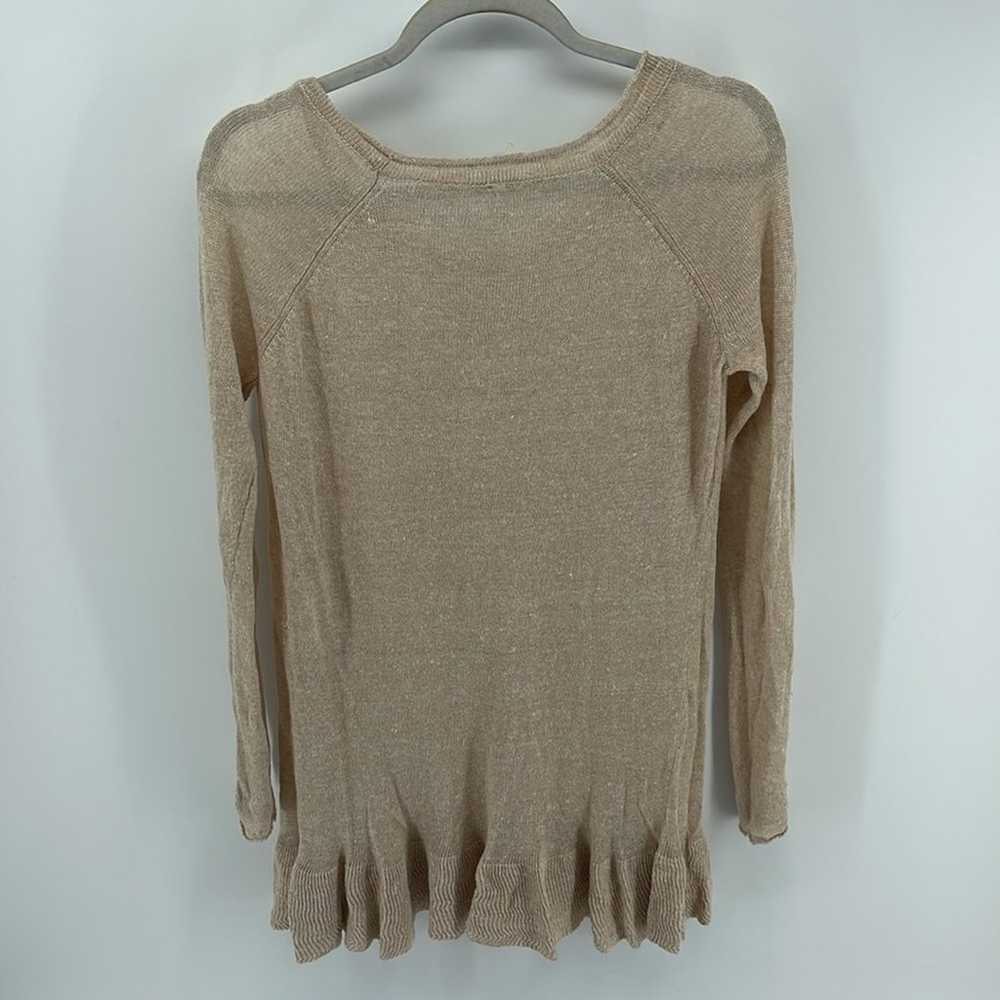 Free People Beach 100% linen light knit ruffle he… - image 5