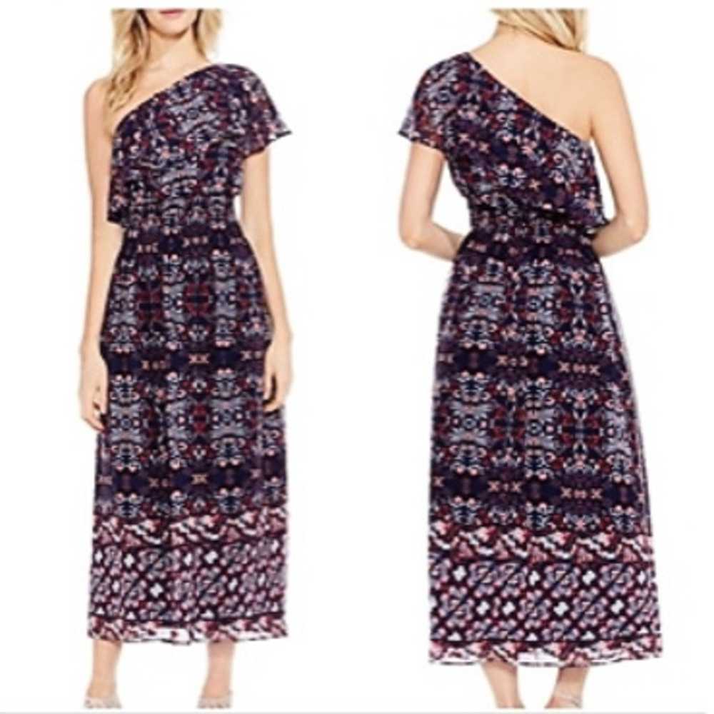 VINCE CAMUTO One Shoulder Navy Blue Floral Boho M… - image 1