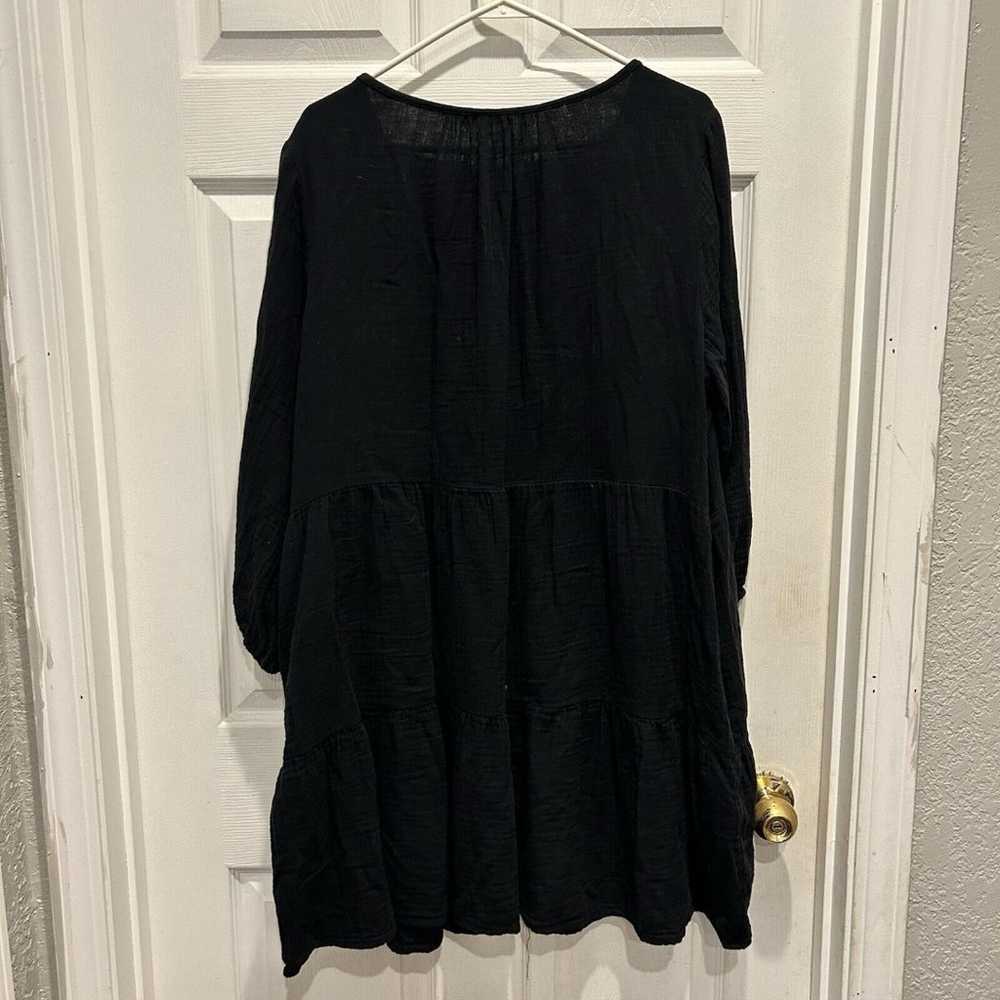 Gap Double Cotton Gauze Black Puff Sleeve Tiered … - image 5