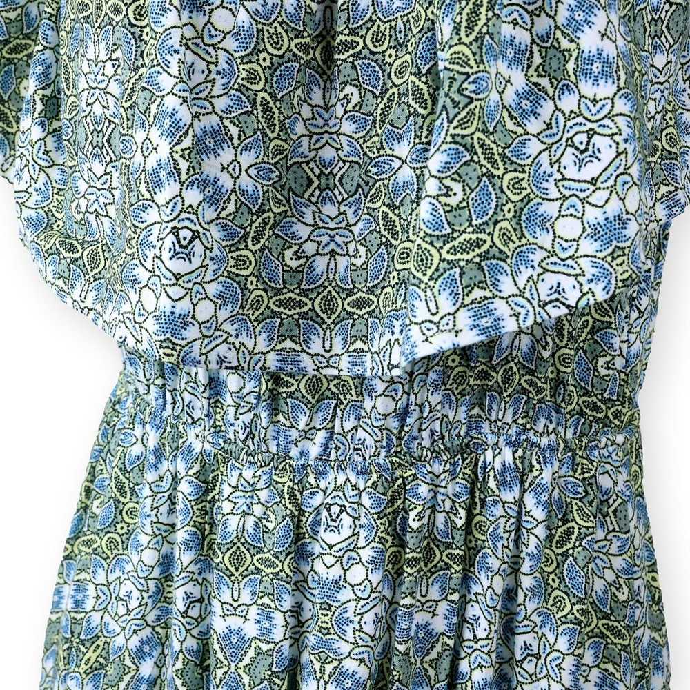 Miami Boho Blue Green Floral Maxi Dress S - image 7