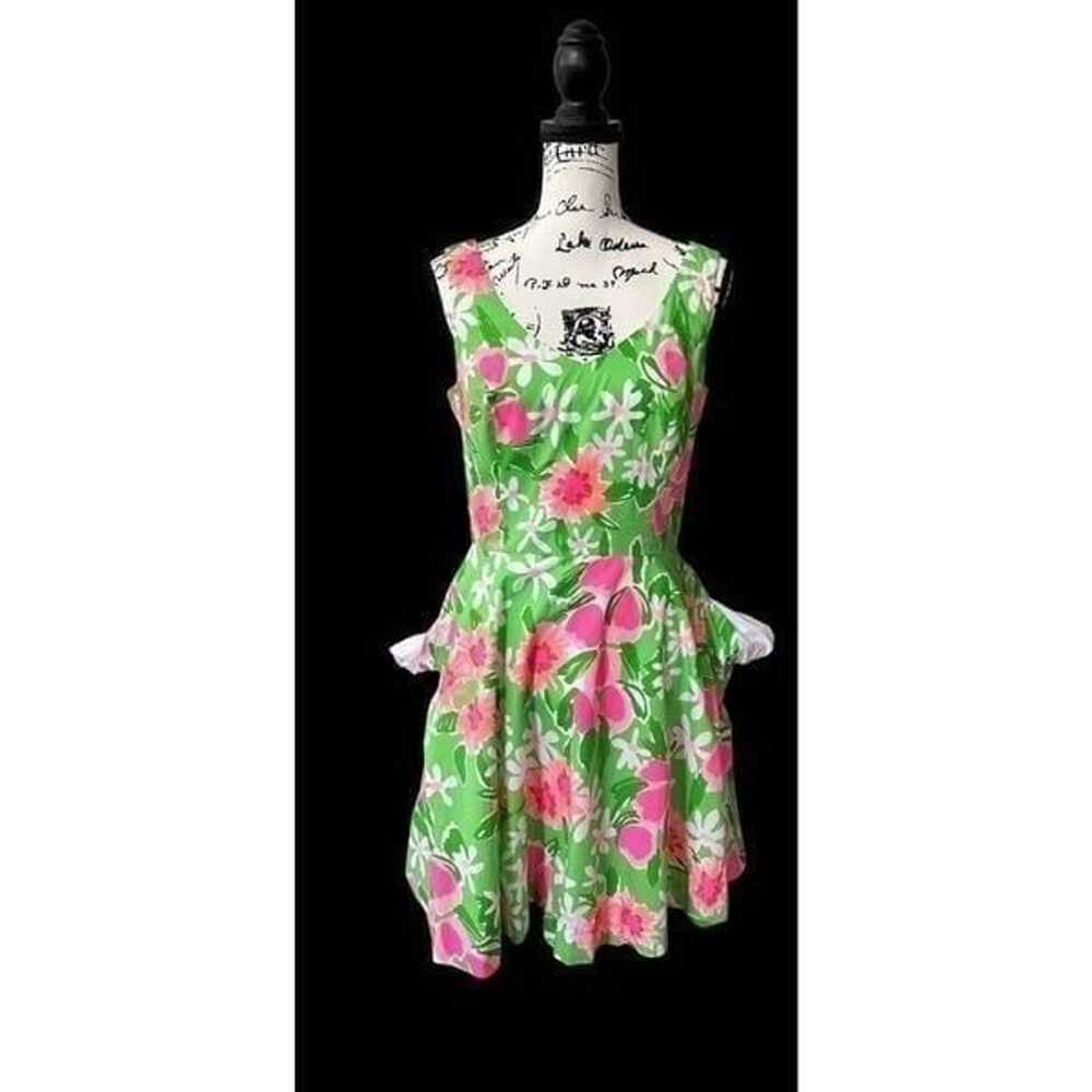 Lilly Pulitzer Green Pink Orange Dress Size 8 - image 11