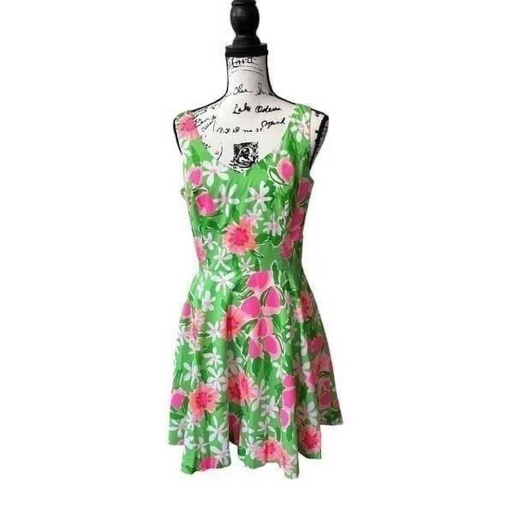 Lilly Pulitzer Green Pink Orange Dress Size 8 - image 2