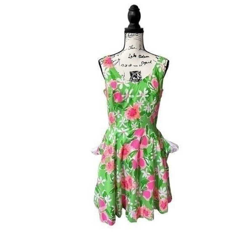 Lilly Pulitzer Green Pink Orange Dress Size 8 - image 5