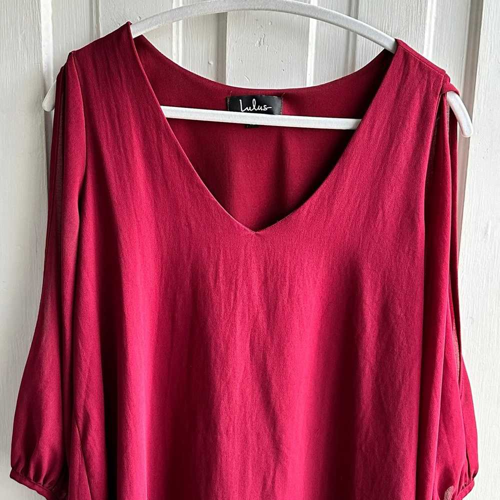 Lulus Shifting Dears Wine Red Long Sleeve Dress - image 3