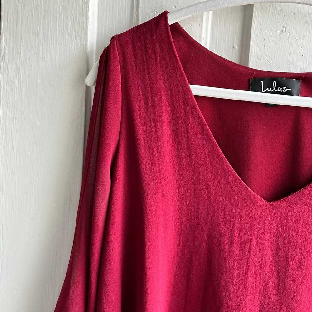 Lulus Shifting Dears Wine Red Long Sleeve Dress - image 4