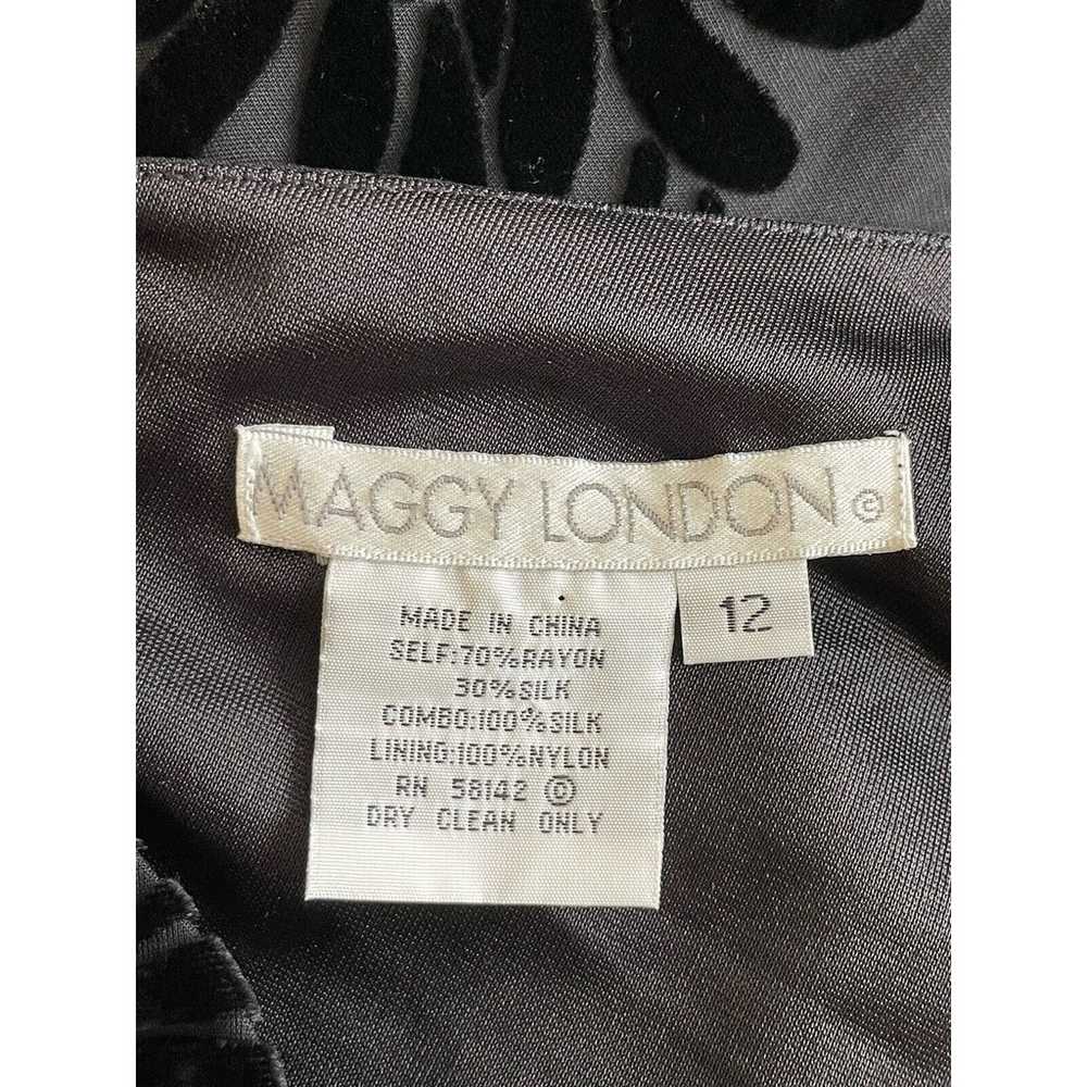 Maggy London Vtg Size 12 Silk Velvet Burnout Midi… - image 11