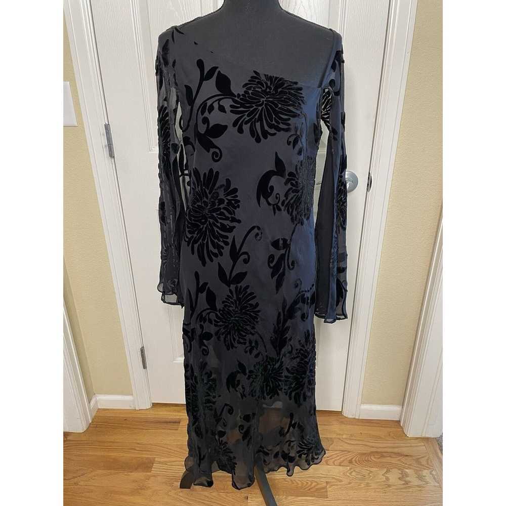 Maggy London Vtg Size 12 Silk Velvet Burnout Midi… - image 1