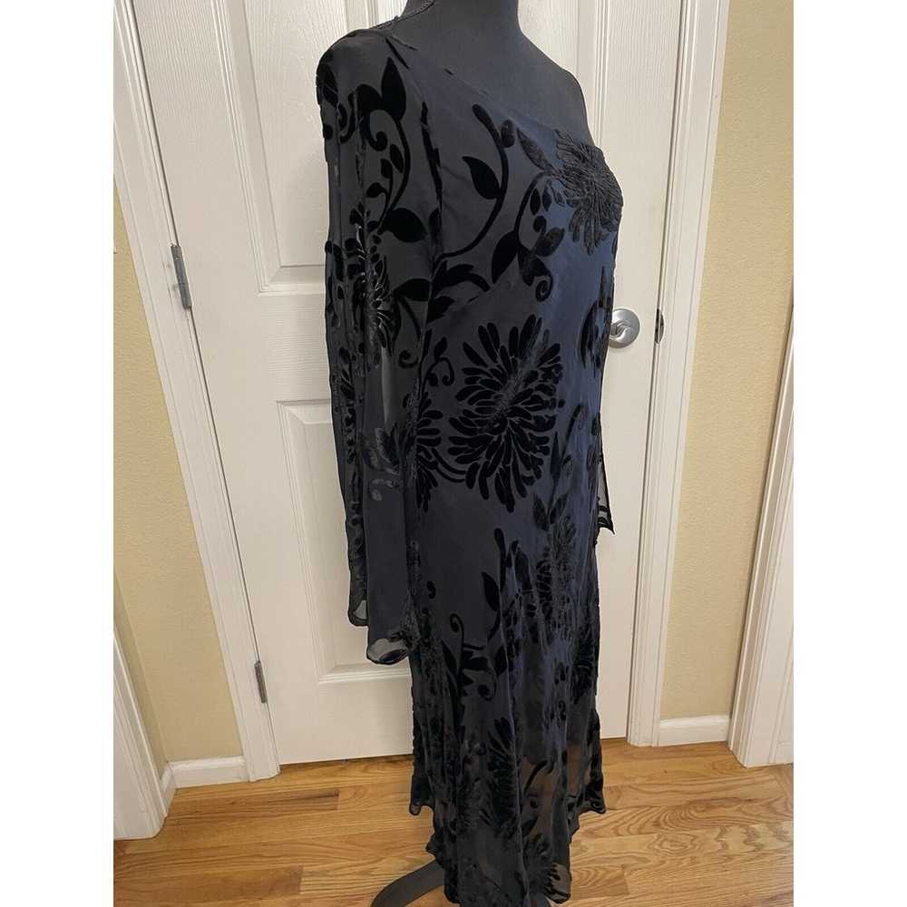 Maggy London Vtg Size 12 Silk Velvet Burnout Midi… - image 6