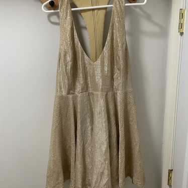 Lulus Mini Skater Gold Party Dress