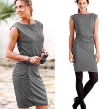 Womens Athleta Gray Micro Stripe Westwood Dress