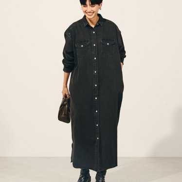 Black shirt dress, long length - image 1