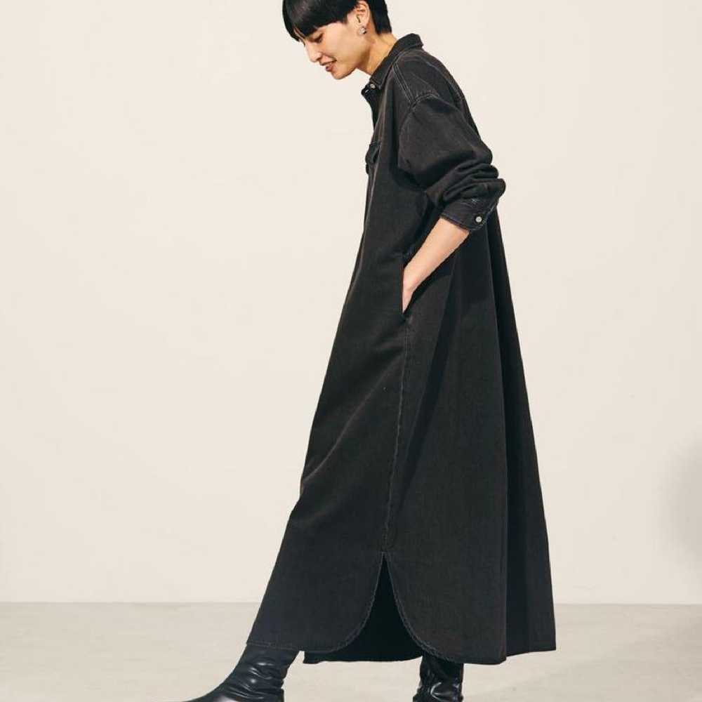 Black shirt dress, long length - image 2