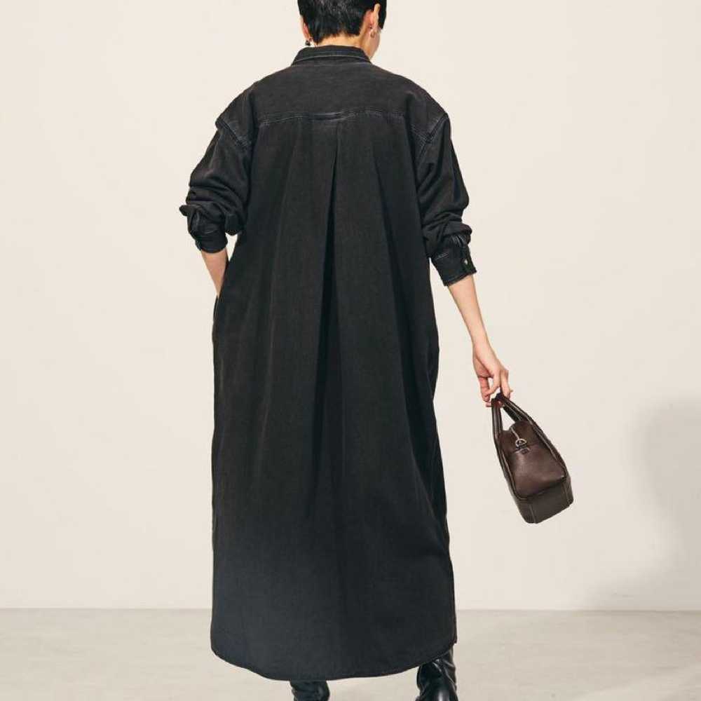 Black shirt dress, long length - image 3