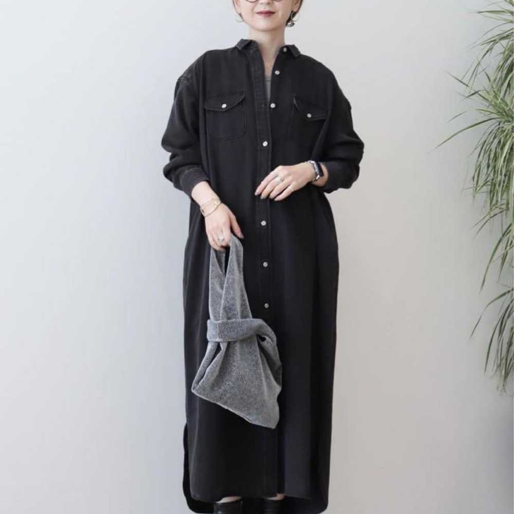 Black shirt dress, long length - image 7