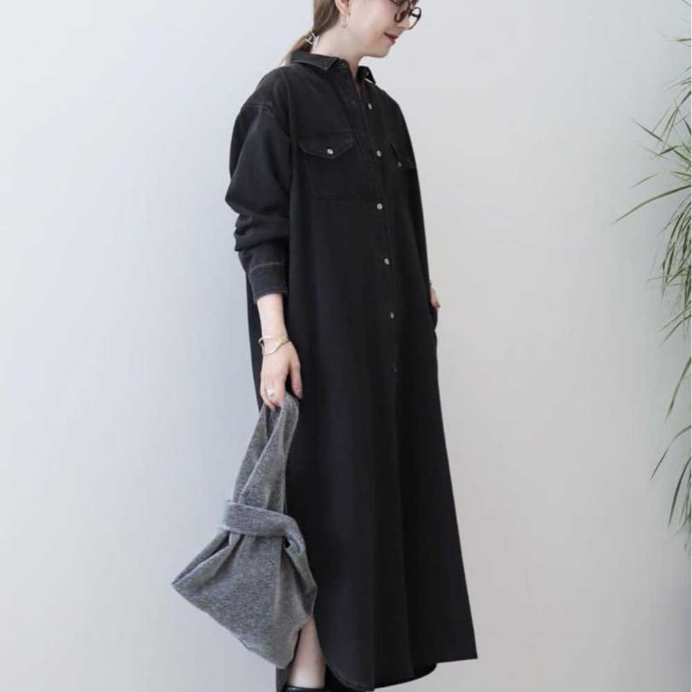 Black shirt dress, long length - image 8