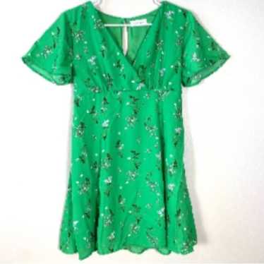 NWOT Kaileigh Stitch Fix Green Floral Knit, V-Nec… - image 1