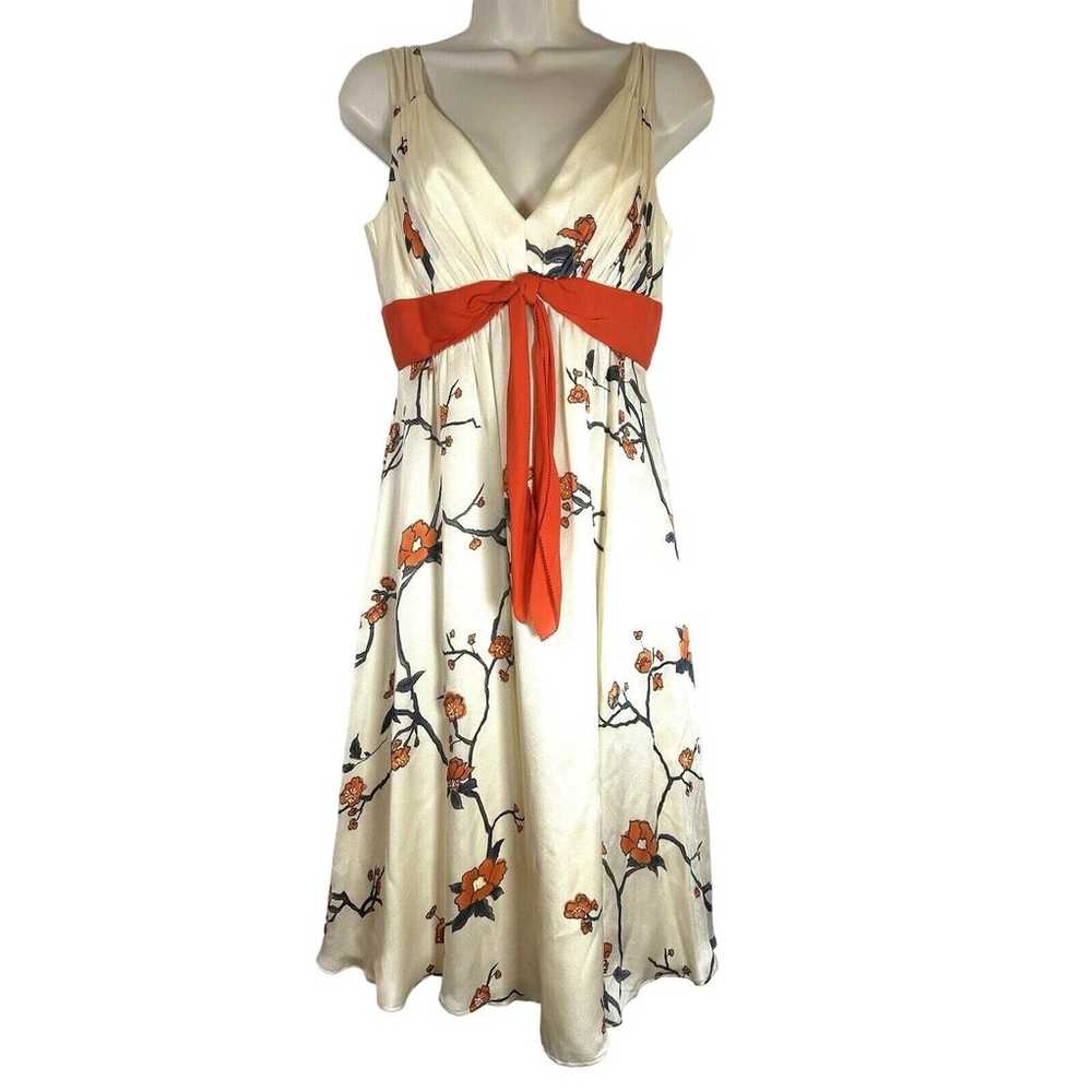 Kay Unger New York Sleeveless V Neck Floral rust … - image 1