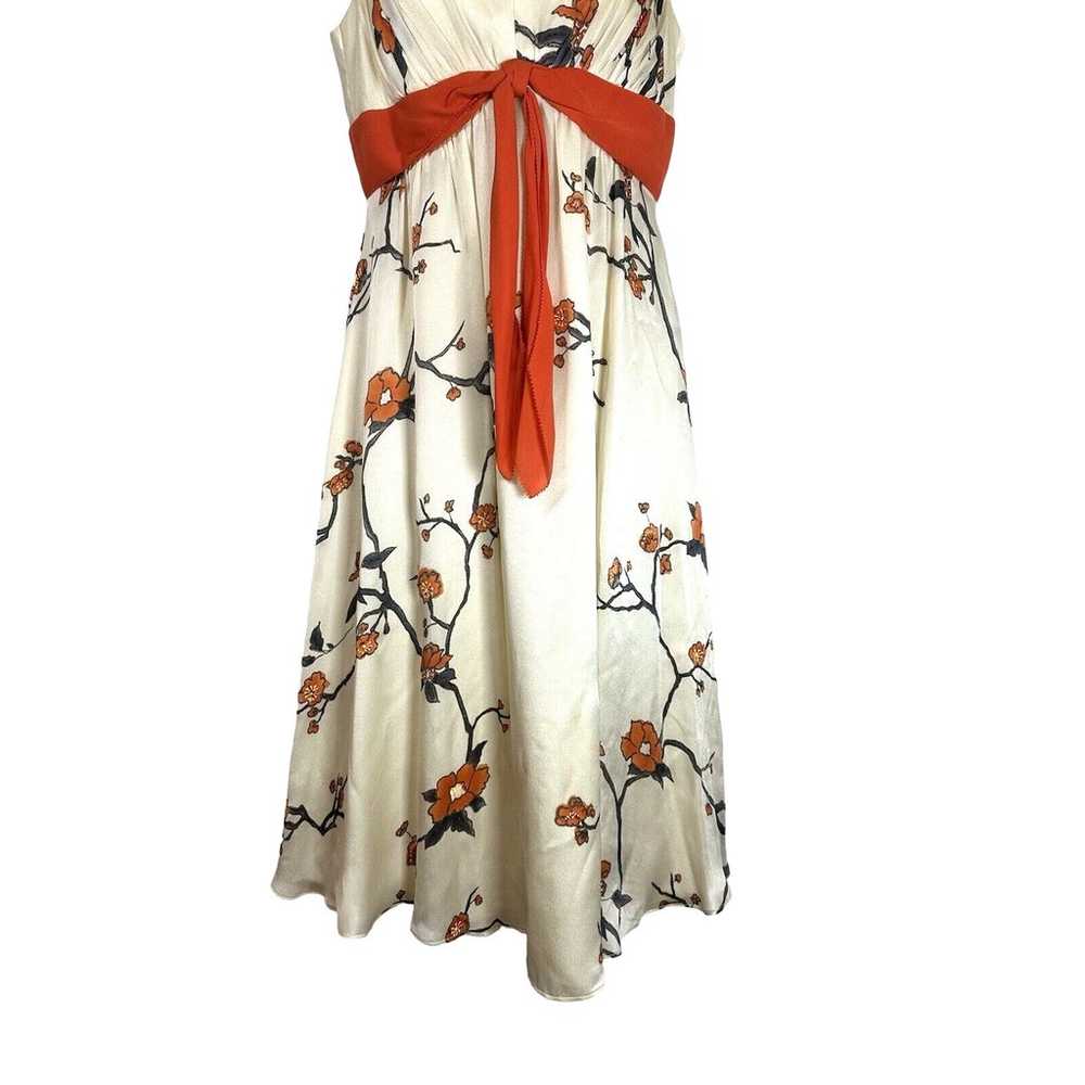 Kay Unger New York Sleeveless V Neck Floral rust … - image 3