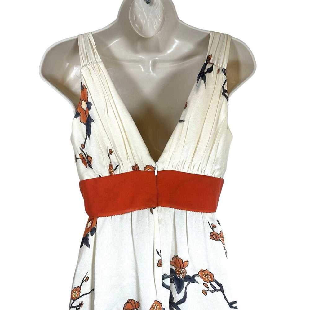 Kay Unger New York Sleeveless V Neck Floral rust … - image 4