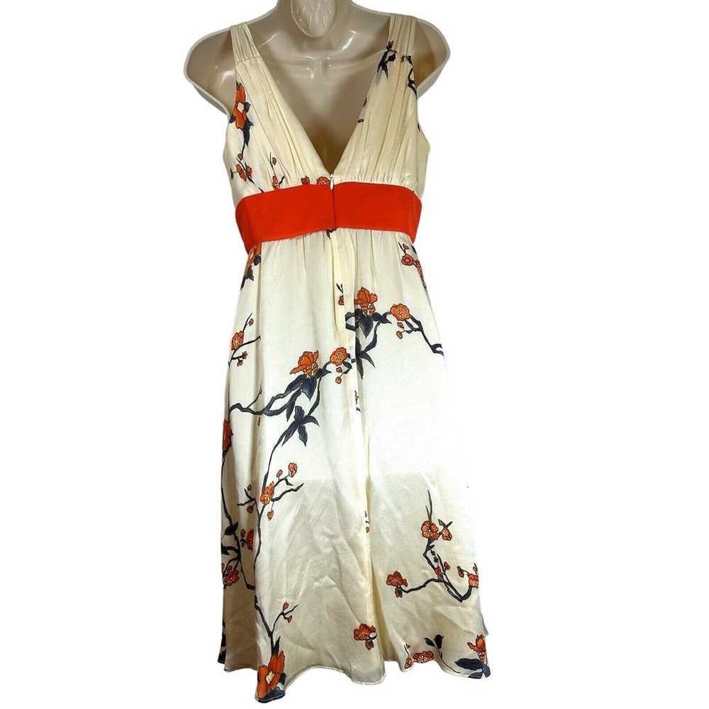 Kay Unger New York Sleeveless V Neck Floral rust … - image 9