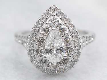 Modern GIA Certified Pear-Cut Diamond Double Halo 