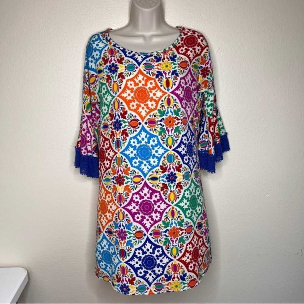 Judith March Crochet Bell Sleeve Bright Geometric… - image 12