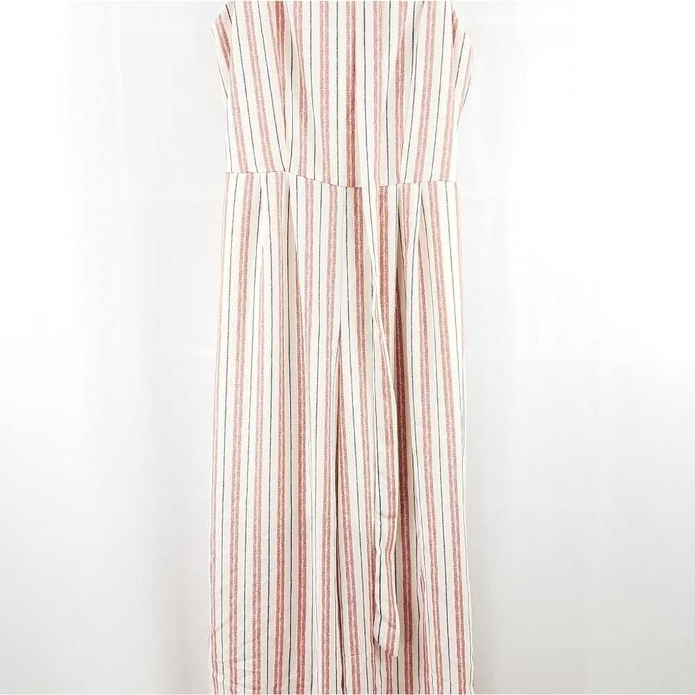 Monteau Striped Belted Jumpsuit Ivory Red M - image 2