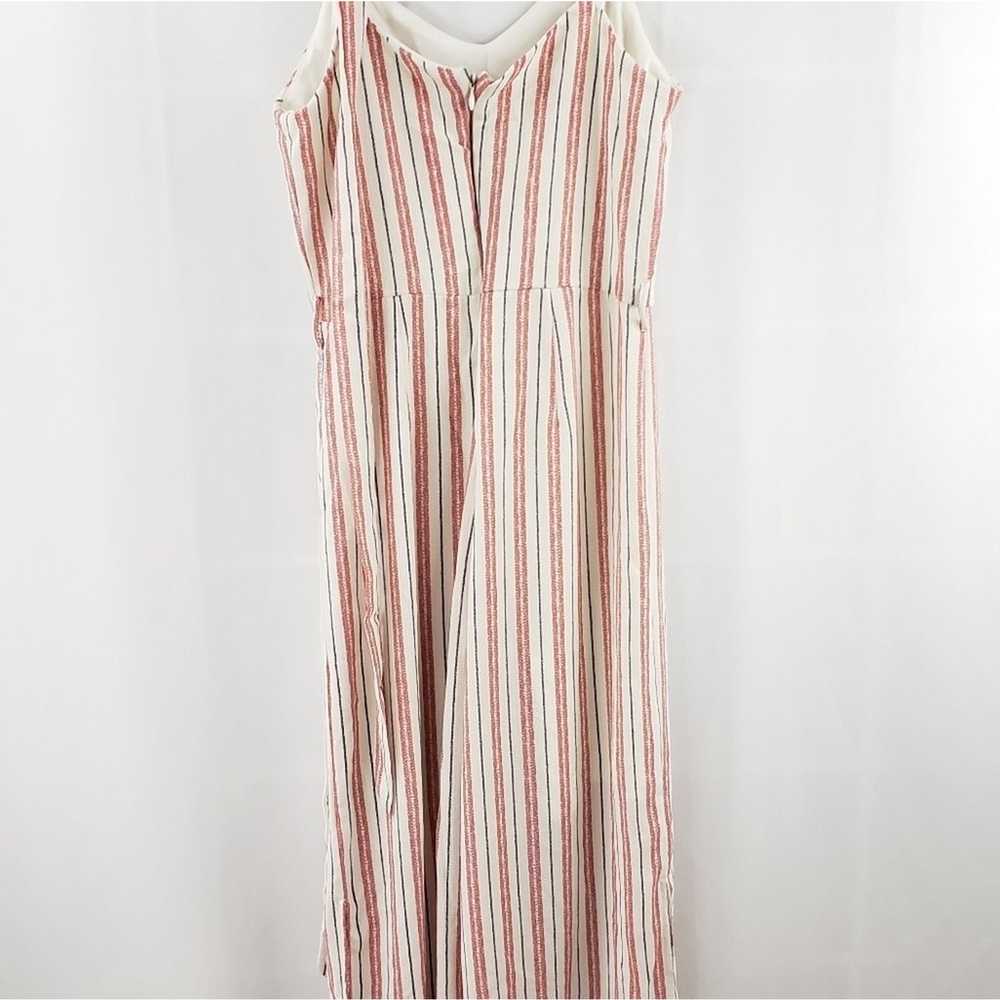 Monteau Striped Belted Jumpsuit Ivory Red M - image 3