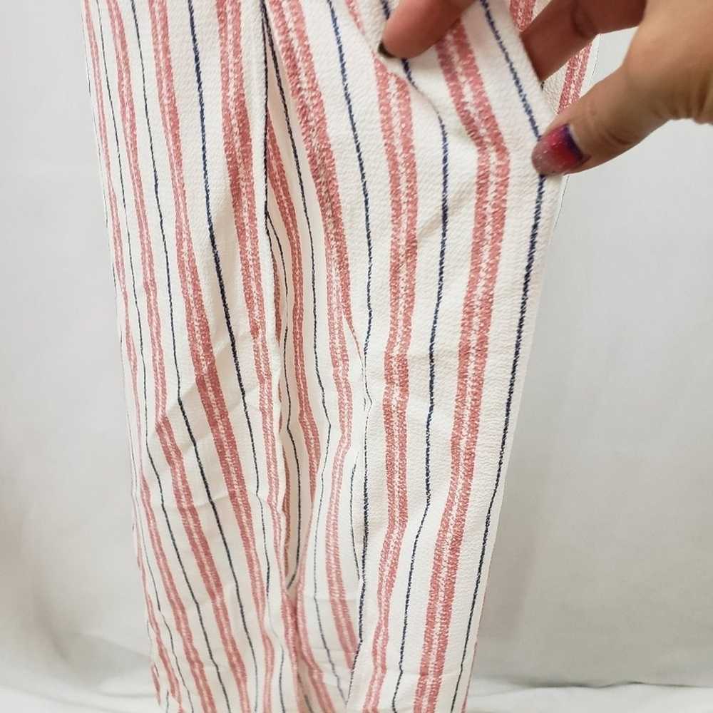 Monteau Striped Belted Jumpsuit Ivory Red M - image 5