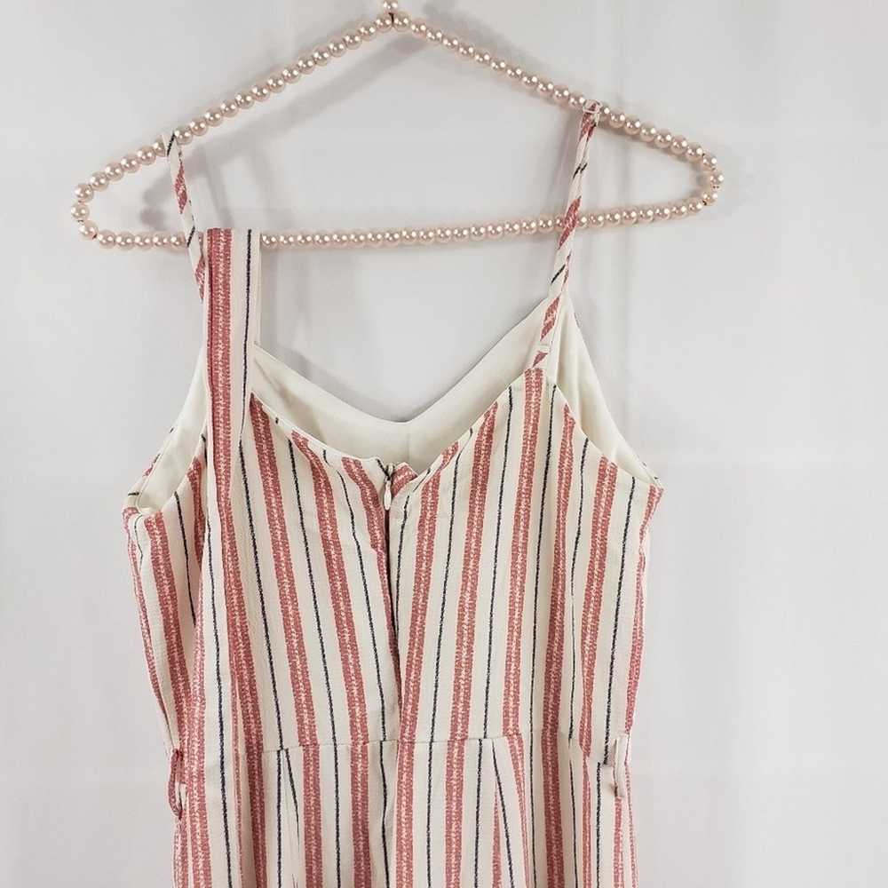 Monteau Striped Belted Jumpsuit Ivory Red M - image 6