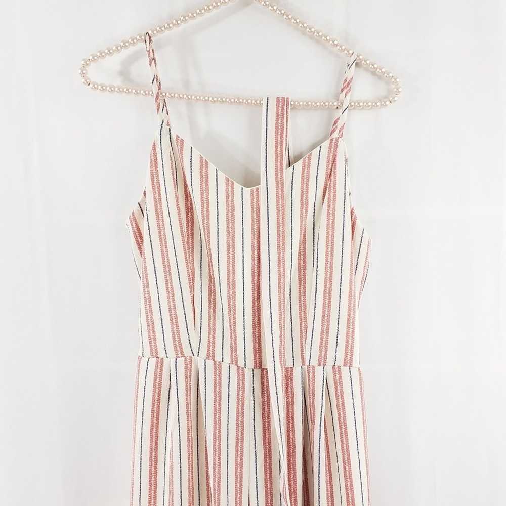 Monteau Striped Belted Jumpsuit Ivory Red M - image 7