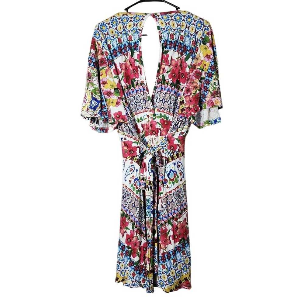 Desigual Leyla Dress Size XL Colorful Floral V-Ne… - image 6