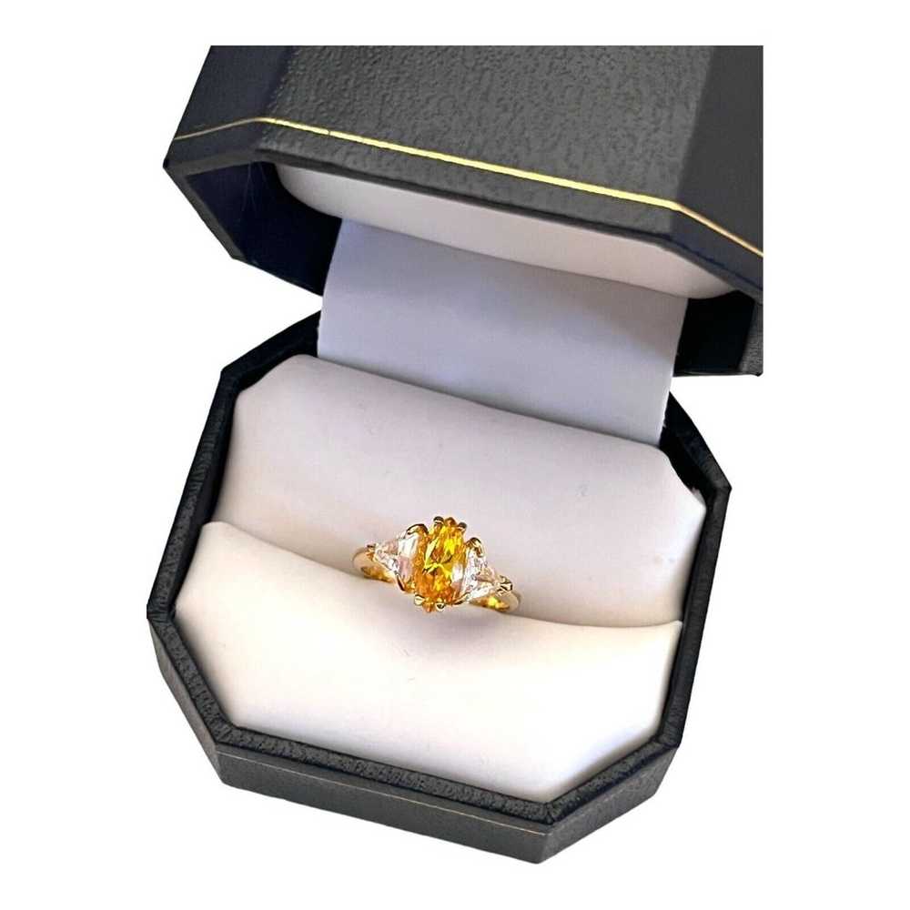 Vintage Ring Size 7 Yellow Cubic Zirconia Accents… - image 11