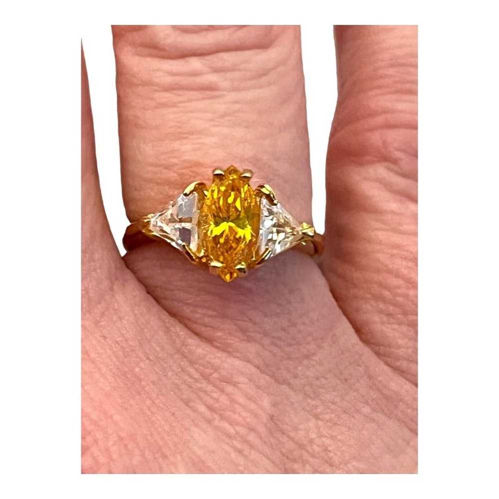 Vintage Ring Size 7 Yellow Cubic Zirconia Accents… - image 12