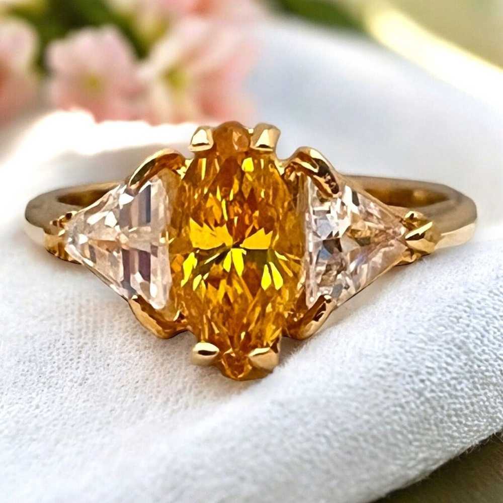 Vintage Ring Size 7 Yellow Cubic Zirconia Accents… - image 2