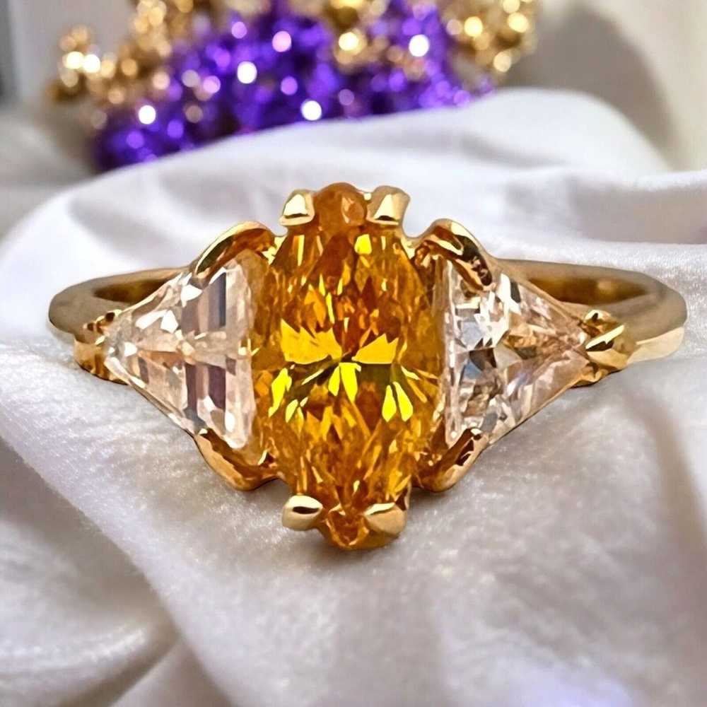 Vintage Ring Size 7 Yellow Cubic Zirconia Accents… - image 3