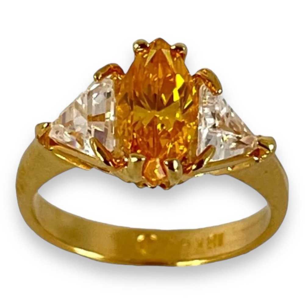 Vintage Ring Size 7 Yellow Cubic Zirconia Accents… - image 4