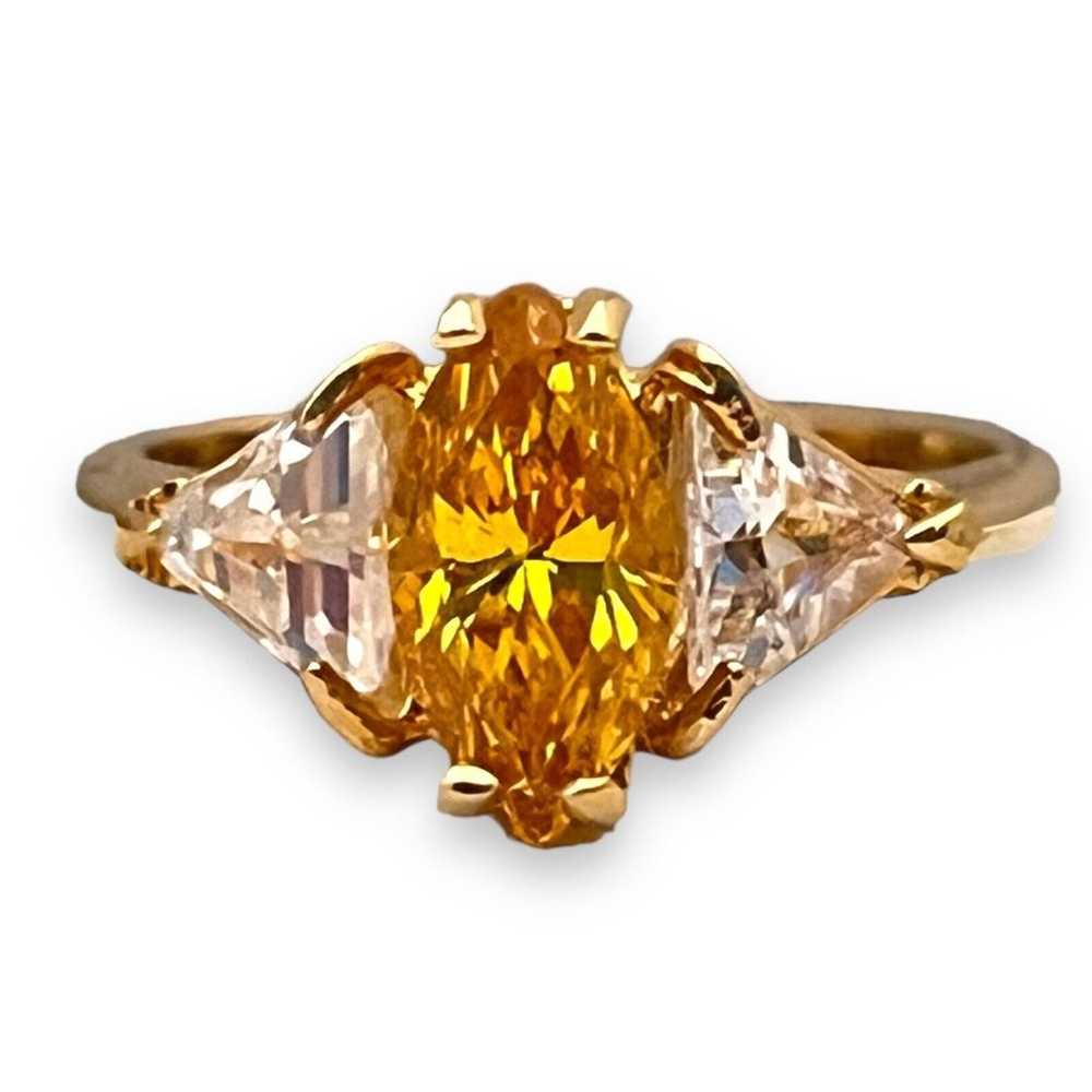 Vintage Ring Size 7 Yellow Cubic Zirconia Accents… - image 5