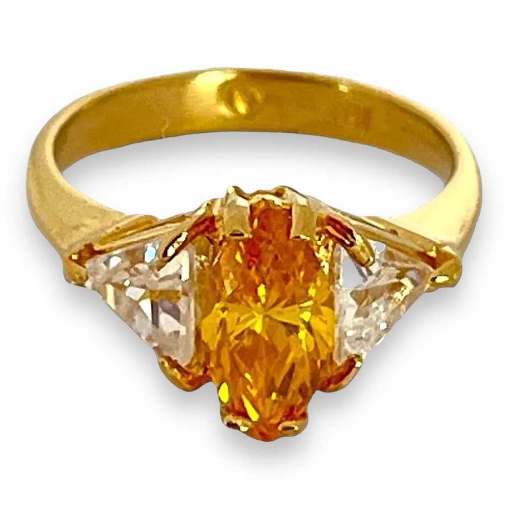 Vintage Ring Size 7 Yellow Cubic Zirconia Accents… - image 6